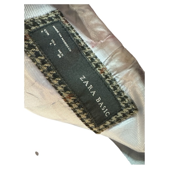 Zara Wool Blend Blazer With Elbow Patches Size Large - Picture 9 of 9